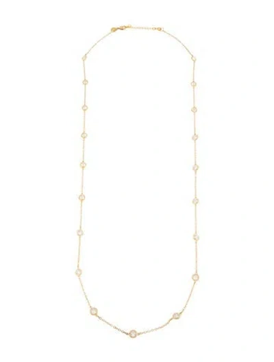 Pre-owned Cz By Kenneth Jay Lane Crystal Station Necklace, 38.25" In Multi