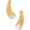 Cz By Kenneth Jay Lane Crystal Teardrop Stud Earrings In Polished Gold