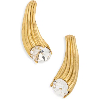 Cz By Kenneth Jay Lane Crystal Teardrop Stud Earrings In Gold