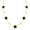 Cz By Kenneth Jay Lane Cubic Zirconia & Black Clover Station Necklace In Gold
