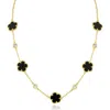 Cz By Kenneth Jay Lane Cubic Zirconia & Black Clover Station Necklace In Black/gold