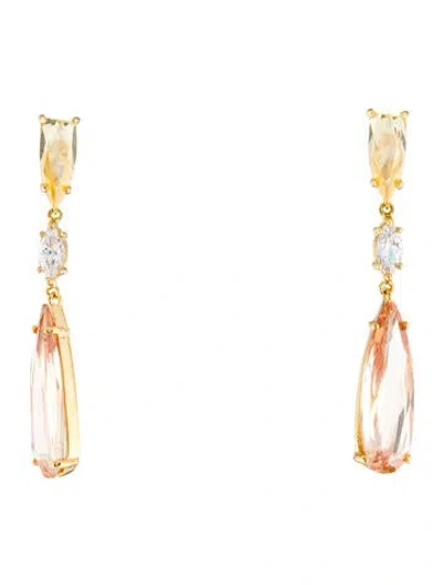 Pre-owned Cz By Kenneth Jay Lane Cubic Zirconia & Crystal Drop Earrings In Multi