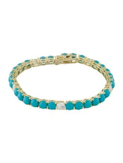 Pre-owned Cz By Kenneth Jay Lane Cubic Zirconia & Resin Link Bracelet, 6.75" In Multi