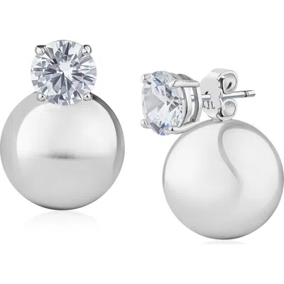 Cz By Kenneth Jay Lane Cubic Zirconia & Sphere Front/back Earrings In Transparent