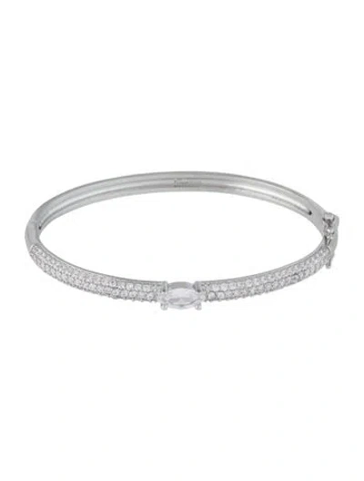 Pre-owned Cz By Kenneth Jay Lane Cubic Zirconia Bangle, 6.75" In Transparent
