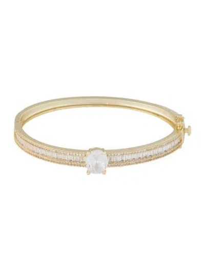 Pre-owned Cz By Kenneth Jay Lane Cubic Zirconia Bangle, 6.75" In Transparent