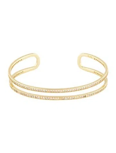 Pre-owned Cz By Kenneth Jay Lane Cubic Zirconia Bangle Bracelet, 6.75" In Clear