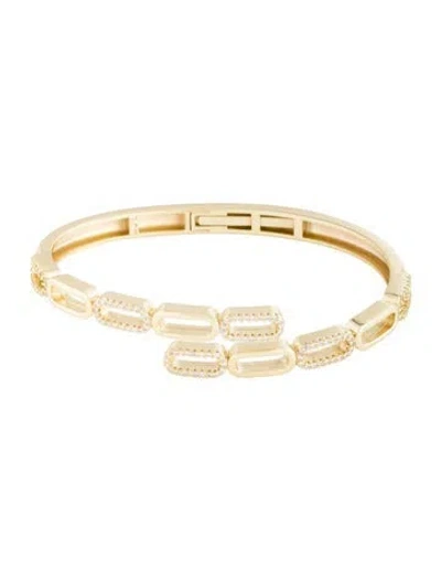 Pre-owned Cz By Kenneth Jay Lane Cubic Zirconia Bangle Bracelet, 6.75" In Multicolor