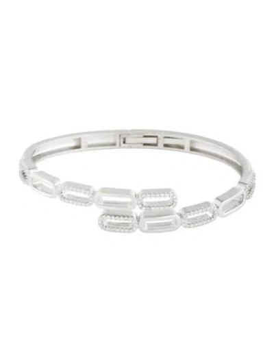 Pre-owned Cz By Kenneth Jay Lane Cubic Zirconia Bangle Bracelet, 6.75" In Multicolor