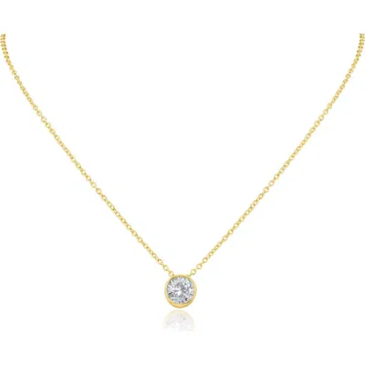Cz By Kenneth Jay Lane Cubic Zirconia Bezel Pendant Necklace In Gold