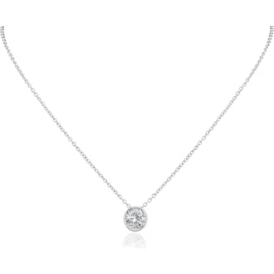 Cz By Kenneth Jay Lane Cubic Zirconia Bezel Pendant Necklace In Metallic