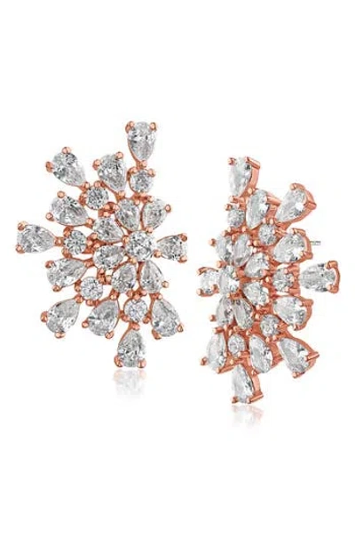 Cz By Kenneth Jay Lane Cubic Zirconia Burst Statement Earrings In Brown