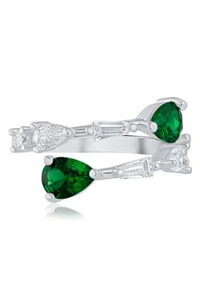 Cz By Kenneth Jay Lane Cubic Zirconia Bypass Ring In Metallic