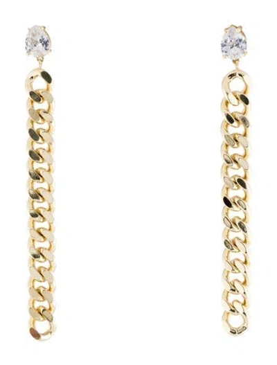 Pre-owned Cz By Kenneth Jay Lane Cubic Zirconia Chain Dangle Earrings In Multi