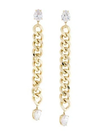 Pre-owned Cz By Kenneth Jay Lane Cubic Zirconia Chain Dangle Earrings In Multi