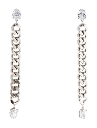 Pre-owned Cz By Kenneth Jay Lane Cubic Zirconia Chain Dangle Earrings In Multi