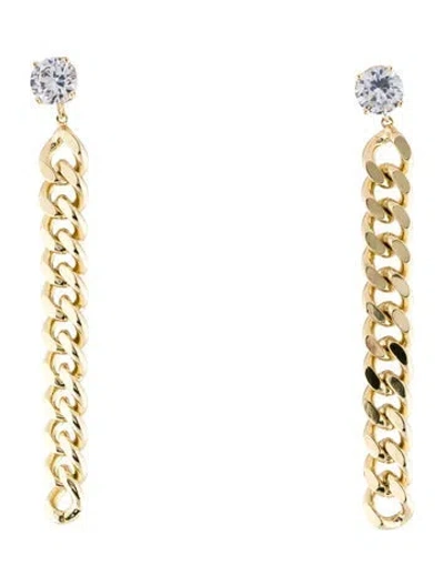 Pre-owned Cz By Kenneth Jay Lane Cubic Zirconia Chain Dangle Earrings In Multi