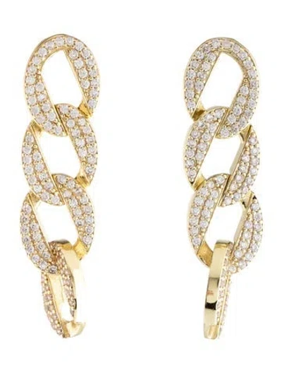 Pre-owned Cz By Kenneth Jay Lane Cubic Zirconia Chain Link Drop Earrings In Multicolor