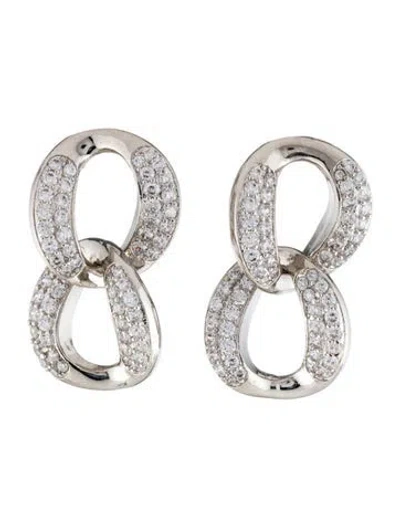 Pre-owned Cz By Kenneth Jay Lane Cubic Zirconia Chain Link Drop Earrings In Transparent