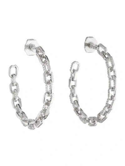 Pre-owned Cz By Kenneth Jay Lane Cubic Zirconia Chain Link Hoop Earrings In Multi