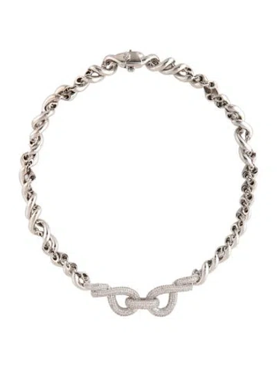Pre-owned Cz By Kenneth Jay Lane Cubic Zirconia Chain Necklace, 14.5" In Multicolor