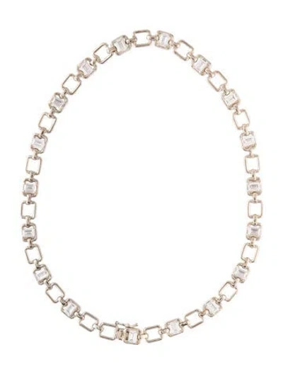 Pre-owned Cz By Kenneth Jay Lane Cubic Zirconia Chain Necklace, 16" In Multicolor