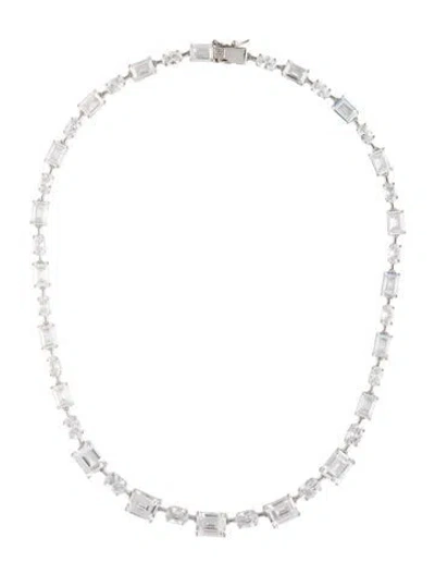 Pre-owned Cz By Kenneth Jay Lane Cubic Zirconia Chain Necklace, 16" In Multicolor