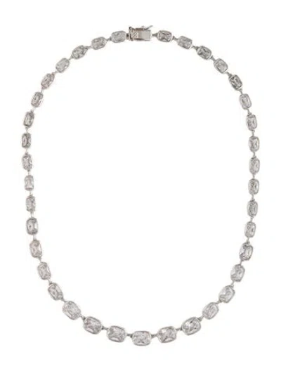 Pre-owned Cz By Kenneth Jay Lane Cubic Zirconia Chain Necklace, 16.5" In Multicolor