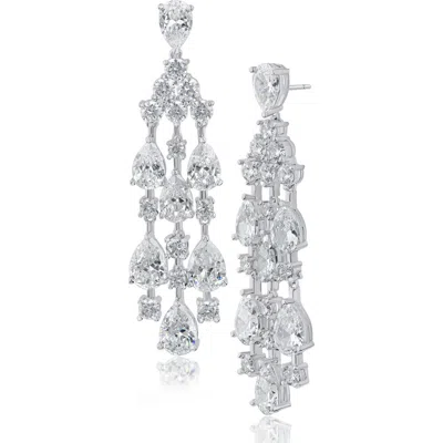 Cz By Kenneth Jay Lane Cubic Zirconia Chandelier Drop Earrings In Clear/silver