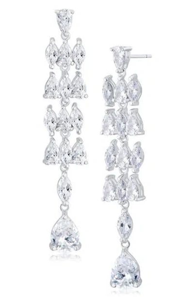 Cz By Kenneth Jay Lane Cubic Zirconia Chandelier Drop Earrings In Metallic