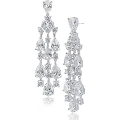 Cz By Kenneth Jay Lane Cubic Zirconia Chandelier Drop Earrings In Silver