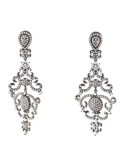 Pre-owned Cz By Kenneth Jay Lane Cubic Zirconia Chandelier Earrings In Multi