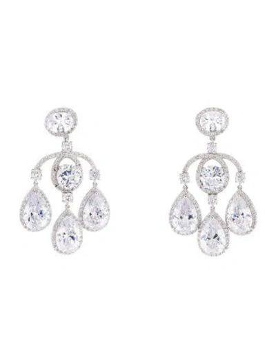 Pre-owned Cz By Kenneth Jay Lane Cubic Zirconia Chandelier Earrings In Multi