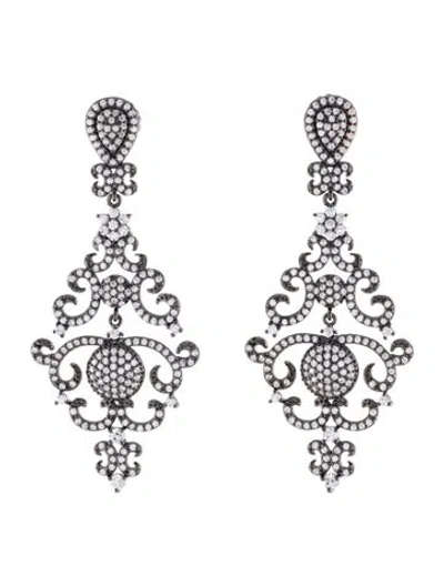 Pre-owned Cz By Kenneth Jay Lane Cubic Zirconia Chandelier Earrings In Transparent