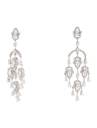 Pre-owned Cz By Kenneth Jay Lane Cubic Zirconia Chandelier Earrings In Transparent