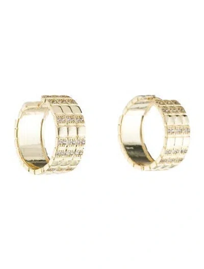 Pre-owned Cz By Kenneth Jay Lane Cubic Zirconia Checkered Pave Hoop Earrings In Transparent