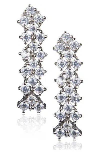 Cz By Kenneth Jay Lane Cubic Zirconia Chevron Linear Drop Earrings In Black
