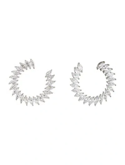 Pre-owned Cz By Kenneth Jay Lane Cubic Zirconia Circle Stud Earrings In Multicolor