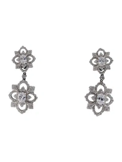 Pre-owned Cz By Kenneth Jay Lane Cubic Zirconia Clip-on Earrings In Multi