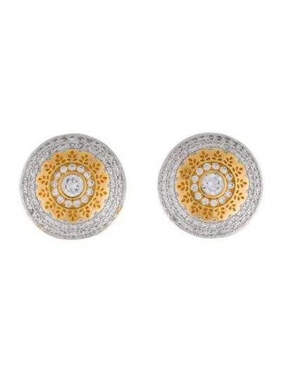 Pre-owned Cz By Kenneth Jay Lane Cubic Zirconia Clip-on Earrings In Multi