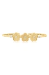 Cz By Kenneth Jay Lane Cubic Zirconia Clover Flex Cuff Bracelet In Gold