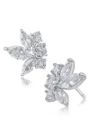 Cz By Kenneth Jay Lane Cubic Zirconia Cluster Stud Earrings In Clear Silver