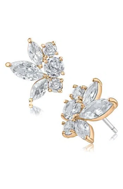 Cz By Kenneth Jay Lane Cubic Zirconia Cluster Stud Earrings In Gold