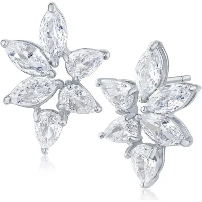 Cz By Kenneth Jay Lane Cubic Zirconia Cluster Stud Earrings In Metallic