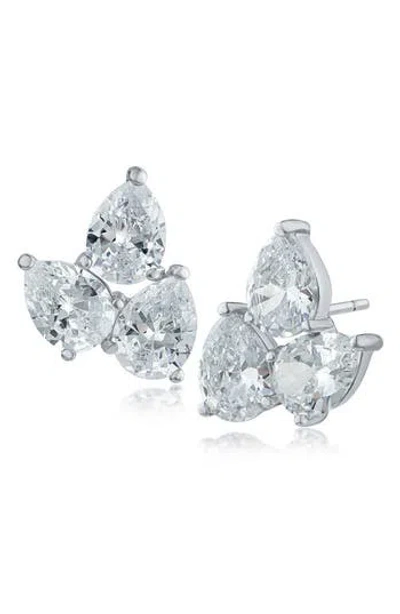 Cz By Kenneth Jay Lane Cubic Zirconia Cluster Stud Earrings In White