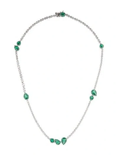 Pre-owned Cz By Kenneth Jay Lane Cubic Zirconia Collar Necklace, 16" In Multi