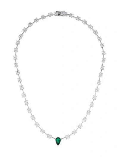 Pre-owned Cz By Kenneth Jay Lane Cubic Zirconia Collar Necklace, 16" In Multi