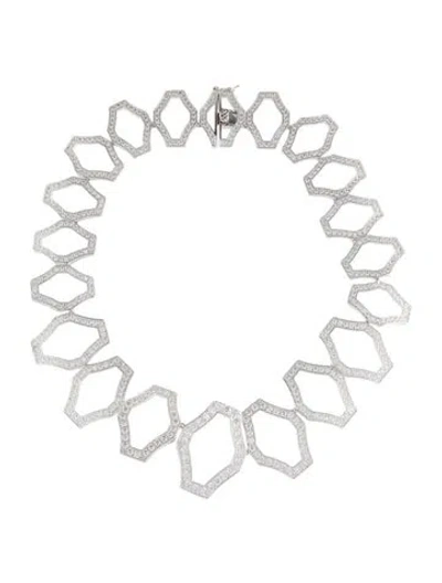 Pre-owned Cz By Kenneth Jay Lane Cubic Zirconia Collar Necklace, 16" In Transparent