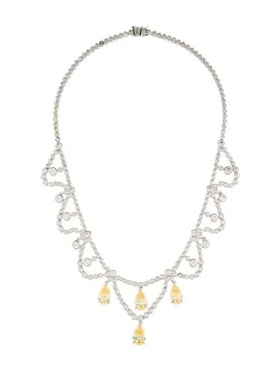 Pre-owned Cz By Kenneth Jay Lane Cubic Zirconia Collar Necklace, 16.5" In Multi