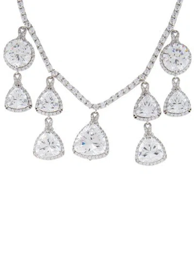 Pre-owned Cz By Kenneth Jay Lane Cubic Zirconia Collar Necklace, 16.5" In Transparent